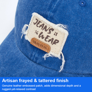 Distressed Denim Unisex Baseball <b>Cap</b> <b>Vintage</b> Washed Cotton Hat Frayed Label Adjustable Unisex Retro Streetwear Dad <b>Cap</b> Wholesale - Product Image 3