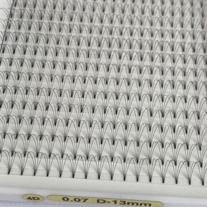 Professionale fatto <span class=keywords><strong>a</strong></span> mano coreano PBT 4D/5D/6D <span class=keywords><strong>Pre</strong></span>-fatto <span class=keywords><strong>a</strong></span> ventaglio ciglia Ultra morbide per stelo corto 0.07-0.10 calore incollato nero scuro - Product Image 2