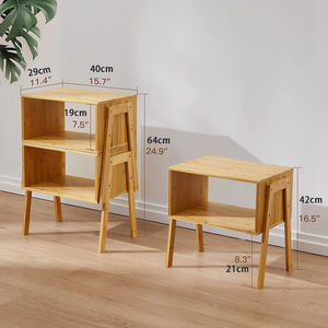 Mesa de centro de bambú con estante de almacenamiento para sala de estar y dormitorio, muebles para espacios pequeños - Product Image 4