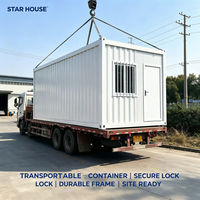 Maison conteneur préfabriquée modulaire de 20 pieds, unité détachable résistante au vent pour logement temporaire sur chantier ou espace commercial