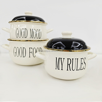 Panci Enamel Putih Berkualitas Tinggi Perlengkapan Dapur Set Panci Hot Pot Panci Sup Panci Sup & Kaldu untuk Set Memasak Grosir