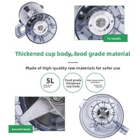 Aksesoris Pembuat Susu Kedelai Plastik 5L Komersial, Wadah Blender Universal Dilengkapi Tutup Anti Bocor Tahan Panas, Pengolah Makanan