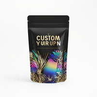 Sachet refermable holographique en Mylar de marque, résistant à l'humidité, pour thé 120g, emballage alimentaire, finition mate