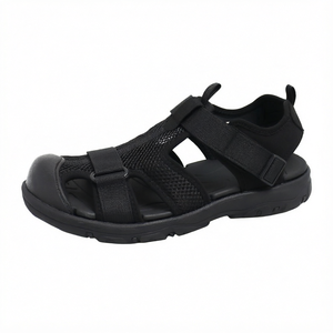 Sandalias Gladiador de Malla Negra con Cierre de Velcro, Punta Cerrada, Chanclas de Verano Transpirables, Antideslizantes y Ligeras para Exteriores - Product Image 1