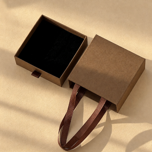Boîte à bijoux en papier écologique avec logo personnalisé du fabricant, boîte à collier, à bagues, à boucles d'oreilles, à bracelets, emballage portable avec poignée - Product Image 6
