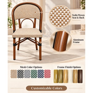 Chaise de bistrot française à dossier rond en rotin, siège en maille tressée, pour salle à manger, restaurant, café, USA DDP - Product Image 3