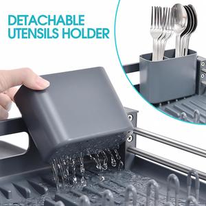 WIREKING 13.4-21.7'' Stretchable Over the Sink Stainless Steel Dish Drying Drainer Plate <b>Rack</b> <b>Kitchen</b> Organizer <b>Storage</b> - Product Image 4