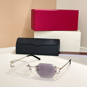 Lunettes de soleil carrées sans monture en bois style hip-hop UV400 pour homme, bijoux tendance rappeur plage, nouveauté 2025 - Product Image 2