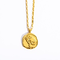 12 Constellations Zodiac Collier Simple Délicat 18k Or Pièce Pendentif Personnalisé Anniversaire Cadeaux Faits À La Main