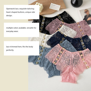 Vente en gros usine : Culotte triangle personnalisée avec boucle latérale en forme de cœur et dentelle, design ajusté pour la silhouette, respirante et douce pour la peau - Product Image 6