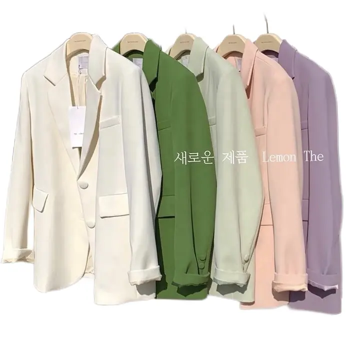Best Quality Ladies Plaid Suit Jacket Fashion Blazer Office Wear Cotton Polyester Blazer