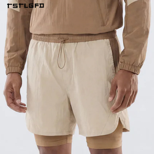Premium Men's <b>Layered</b> Athletic Shorts Relaxed Cut Polyester Spandex Built-in Compression Liner - Product Image 3