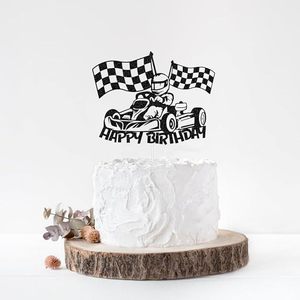 สุขสันต์วันเกิด ที่ประดับเค้กรูปรถแข่ง ธงลายตาราง ของตกแต่งเค้กธีมแข่งรถ สำหรับเด็กชาย เด็กหญิง อุปกรณ์จัดปาร์ตี้ - Product Image 3