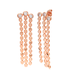 Custom 18K Gold Plated Brass Large Stud Earrings with Zirconia Triple Row Tennis Chain <strong>Links</strong> Trendy Fashion <strong>Jewellery</strong> - Product Image 4