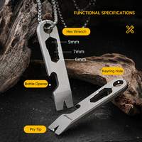 Mini-outil multifonction en alliage de titane EDC : tire-bouchon, levier de démontage, ouvre-bouteille, pour camping en extérieur, portable, léger