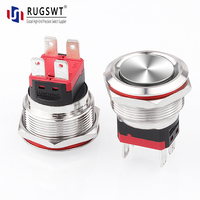 Sakelar Tombol Tekan Arus Tinggi 20A 250V 19MM 22MM 25MM 30MM 2NO/1NO1NC Tombol Tekan Logam IP65/IP67