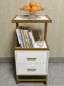 New High Quality Beauty <b>Tool</b> Collecting Salon Trolley Rolling Multi-function Gold Frame Beauty Trolleys <b>Cart</b> With Double Storage - Product Image 4
