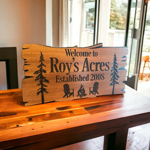 Custom Shop Sign Wood Designer vaso artigianato Custom all'aperto in legno segno di cabina personalizzato intagliato <span class=keywords><strong>alberi</strong></span> del campo nome di famiglia - Product Image 2