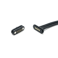 Connecteur femelle Pogo Pin noir 60 mm 4 broches vers câble à fils ouverts, pas de 2,54 mm, contact à ressort, Pogo Pin magnétique, longueur personnalisée