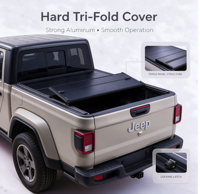 Couverture de benne rigide pliable personnalisée pour Jeep Gladiator 2020-2024, Amarok, Nissan Titan 5ft 5.5ft 6ft 6.5ft