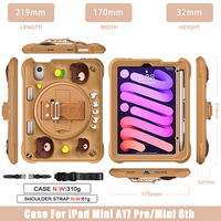 Casing beruang coklat tahan guncangan, untuk iPad Mini6 Mini 7 2024 A17 Pro 8.3 inci penutup silikon kartun lucu dengan tali bahu