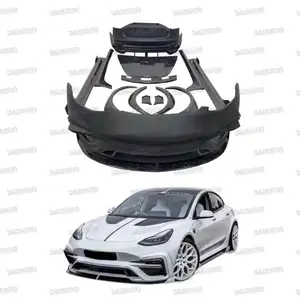 Cho Tesla Mô Hình 3 Nâng Cấp IMP Phong Cách Nửa Sợi Carbon Cơ Thể Kit Phía Trước Phía Sau Phía Sau Bumper Lip Side Váy Phía Sau Spoiler