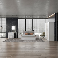 Prix de gros Ensembles de chambre à coucher en MDF avec lits capitonnés en bois Style nordique Ensemble de meubles de chambre à coucher pour filles Ensembles de chambre à coucher king size