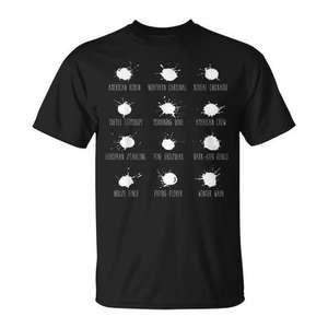 Camiseta con gráfico de excrementos de pájaros para observadores de aves, color negro, unisex para adultos - Product Image 1