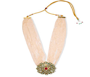 Ensemble de collier et boucles d'oreilles en or plaqué or avec perles Kundan, fait main, de luxe, pour femmes, bijoux ethniques de mariée, pour mariage et fêtes - Product Image 2
