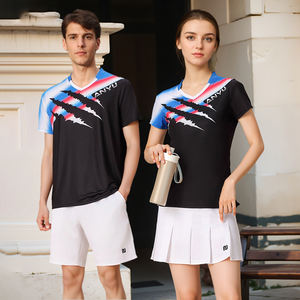 Спортивная форма для командных соревнований больших размеров, быстросохнущая, унисекс, из трикотажной ткани, экологичная, с защитой от УФ-излучения, с V-образным вырезом; для настольного тенниса - Product Image 1