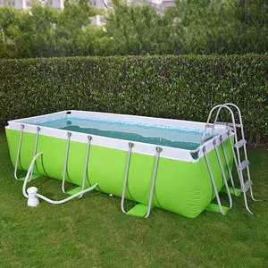 Green Rectangular steel frame pool piscine swimming pool outdoor 400cm x 200cm x 99cm above ground swimming pool
