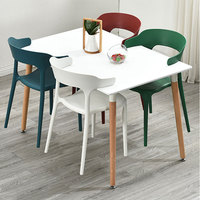 Table à manger rectangulaire en MDF blanc commercial avec pieds en bois massif, table de loisirs moderne pour café, restaurant, maison, meubles