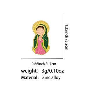 เข็มกลัดแฟชั่นรูปพระแม่มารี การ์ตูนน่ารัก พระแม่แห่งกัวดาลูป ตัวการ์ตูนเคลือบเงา สำหรับผู้ศรัทธาชาวคาทอลิก - Product Image 6