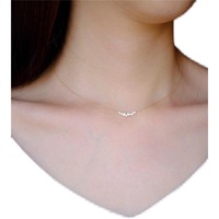 Collier Pendentif en Zircon Cubique Forme Sourire Classique Éclatant, Argent Sterling 925, Diamant CZ Scintillant