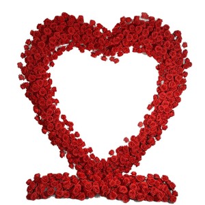 Commercio all'ingrosso cuore fiore sfondo ad arco a forma di cuore a forma di cuore artificiale arco fiore rosa rossa arco decorazione di nozze - Product Image 3