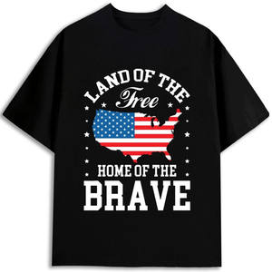 Camiseta para hombre Land Of The Free Home Of The Brave, 100% algodón, manga corta, tela de jersey estampada, hecha en EE. UU. - Product Image 1