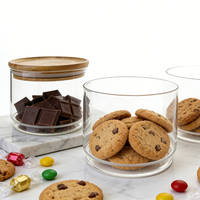 Pot de rangement en verre empilable à 3 niveaux avec couvercle en bambou pour biscuits, collations et fruits secs