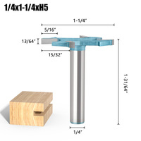 Fraise à rainurer en T à 4 dents, queue ronde de 6 mm (1/4 po), pour rainures de 2,5/3/3,5/5/6 mm, outil de fraisage pour le travail du bois