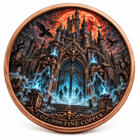 Pièce de monnaie d'imitation en cuivre pur 999 de 1 oz, électroplaquée, série Halloween, Château Fantôme, en relief 3D, couleur UV, artisanat métallique