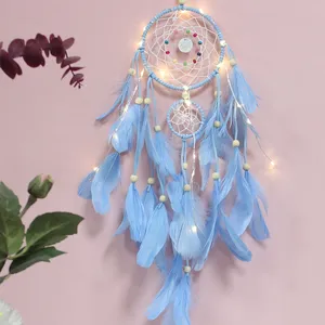 HY7033 Wholesale Manufacturer Direct Selling Feather Dreamcatchers Star Moon Fluffy Home Feathers Dream Catcher For Decoration