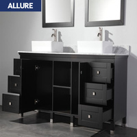 Meuble-lavabo de salle de bain en MDF avec un seul lavabo, design intérieur Allure, noir