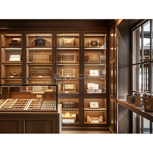 Gabinete de exhibición de tabaco con iluminación de madera maciza personalizada de cedro de <span class=keywords><strong>España</strong></span>, muebles de tienda de cigarros de humo, exhibición de tienda de cigarros de lujo - Product Image 2
