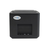 Printer Resi Termal Langsung 80mm Desktop 3-inci ZY-Q825 dengan Pemotong Kertas POS Barcode Kompatibel Linux USB+LAN