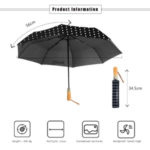 Windproof UV Color Auto Open Dual-Folding Modern Umbrella Black Fiberglass <b>Frame</b> <b>Plastic</b> Handle Customized Color Business Gifts - Product Image 4