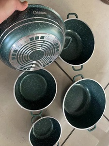 Voorraad <span class=keywords><strong>Dessini</strong></span> 10 Stuks Gegoten Aluminium Keramische Marmeren Kookgerei <span class=keywords><strong>Set</strong></span> Met Spriale Bodem - Product Image 6