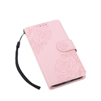 Étui portefeuille en cuir imprimé roses fantaisie pour iPhone 13/14 Pro/15 Plus/16 Pro Max/16E