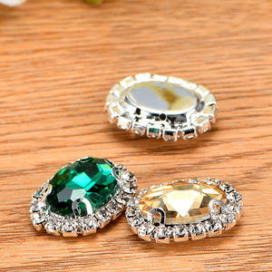 Strass ovales à griffes en cristal, accessoires de bijouterie en verre pour le bricolage, bordures à coudre à la main, vente en gros - Product Image 1