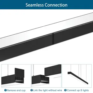 الأعلى مبيعاً مصباح مكتبي حديث لمتجر 42 وات قابل للتركيب أسود 1200 مم مصباح مكتبي ليد خطي