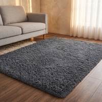 Tapis de salon uni style hôtel, à poils longs, carré, en polyester, lavable à la main, origine Chine, tapis de table basse, tapis de chambre