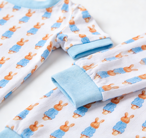 Pyjama de Pâques personnalisé pour bébés garçons, motif lapins bleus, vêtements de nuit pour enfants - Product Image 6